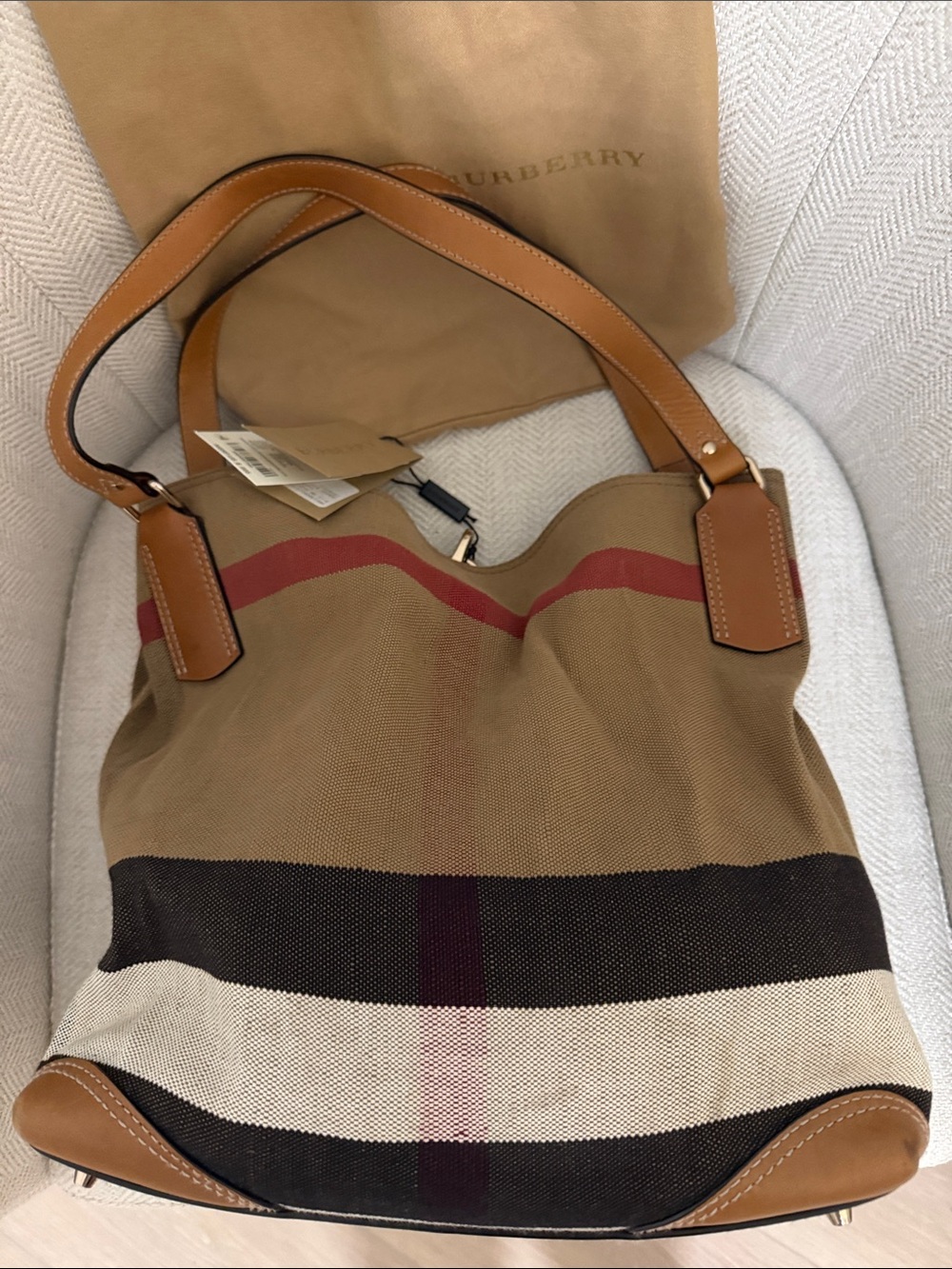 Burberry canvas check Maidstone tote MSRP $895